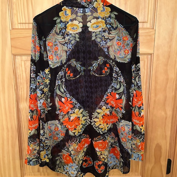 CAbi Black Blouse with Orange & Yellow Floral Print - Picture 6 of 6